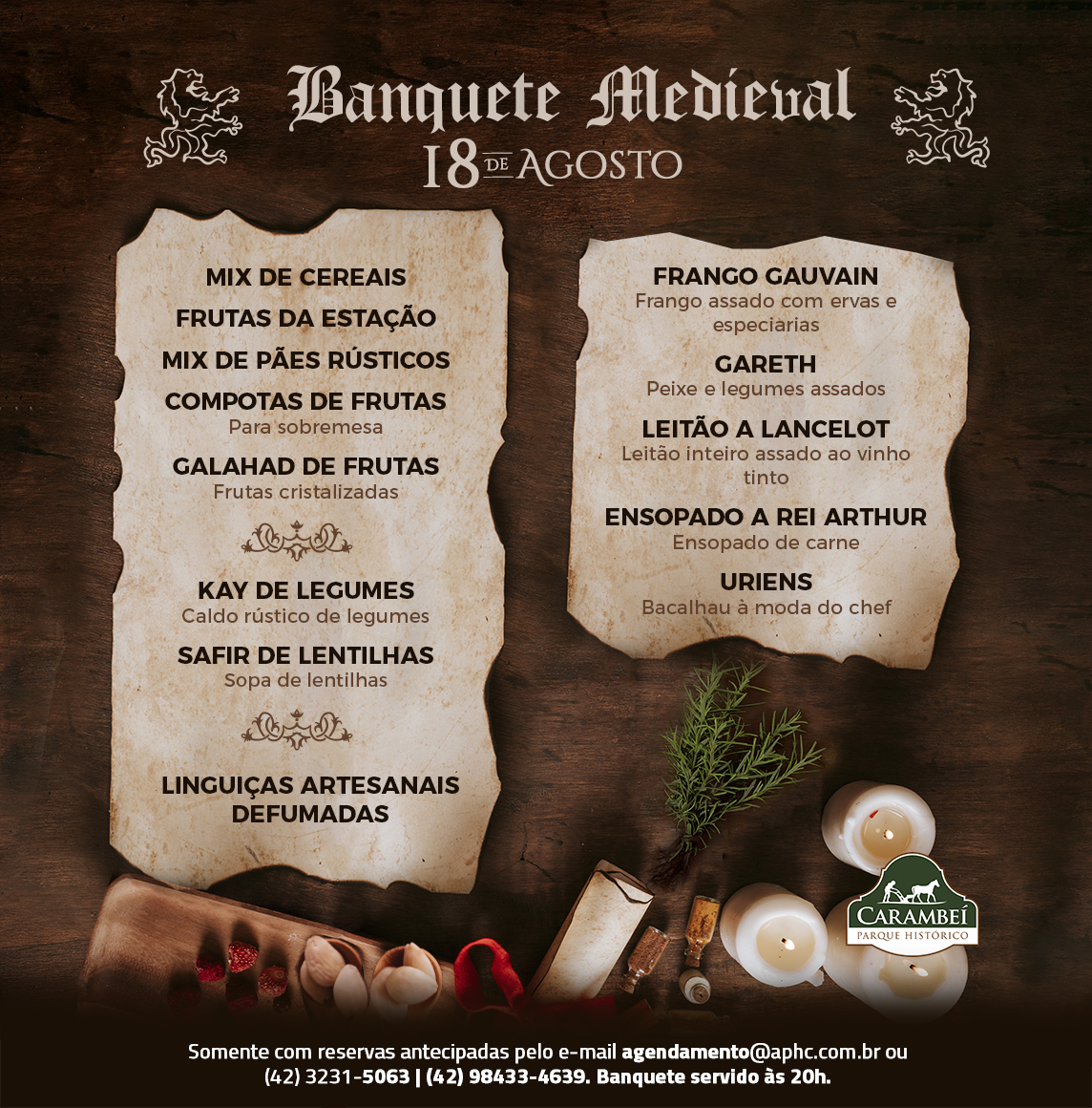 Parque Histórico fará Banquete Medieval