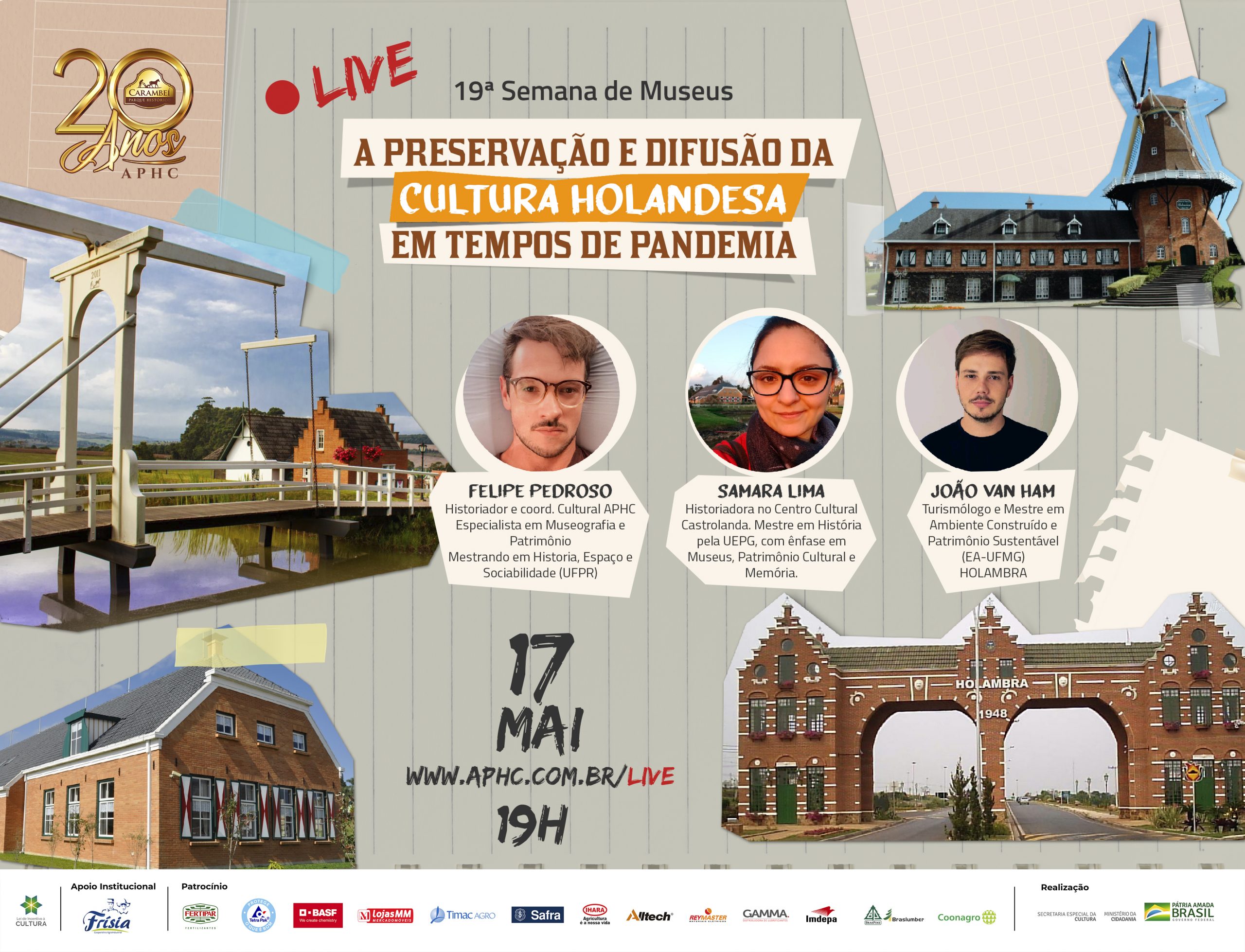 Parque Histórico fará live para debater a preservação da cultura holandesa durante a pandemia