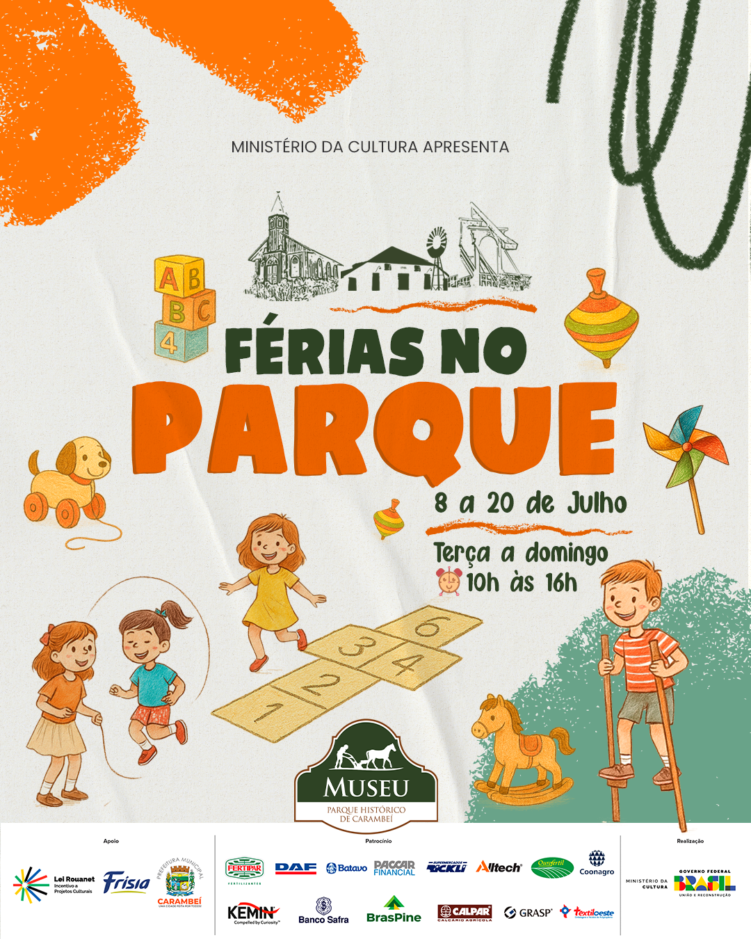 Museu Parque Histórico de Carambeí terá programação especial para a Ação Educativa Férias no Parque